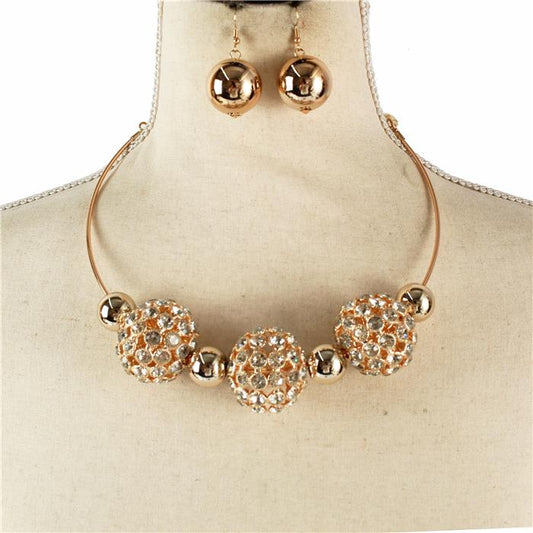 Crystal Chunky Ball Necklace Set