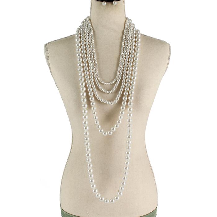 Pearl 5 Layer Necklace Set