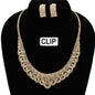 Clip On Rhinestones Necklace Set