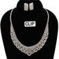 Clip On Rhinestones Necklace Set