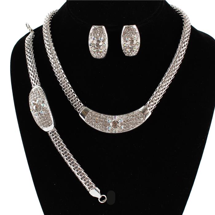 Metal Chain Stones 3Pcs Necklace Set