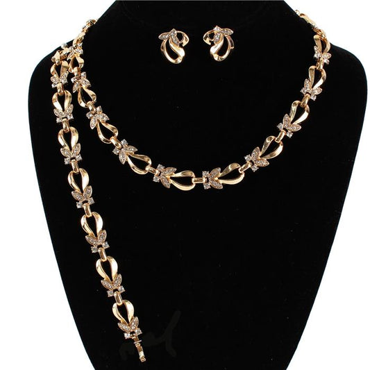 Metal Chain Stones 3Pcs Necklace Set