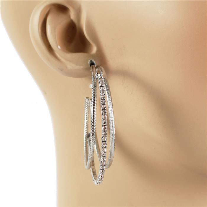 60 MM Rhinestones Hoop Earring