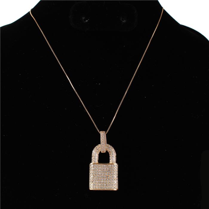 CZ Lock Charm Necklace