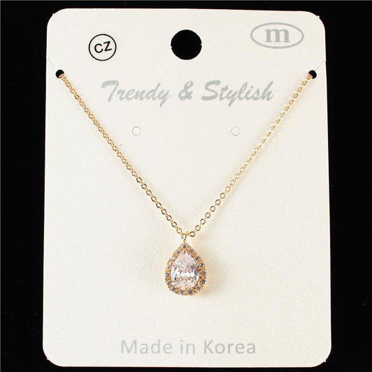 CZ Teardrop Necklace Made In Korea