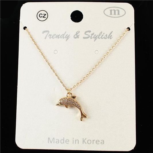 CZ Dolpin Necklace Made In Korea