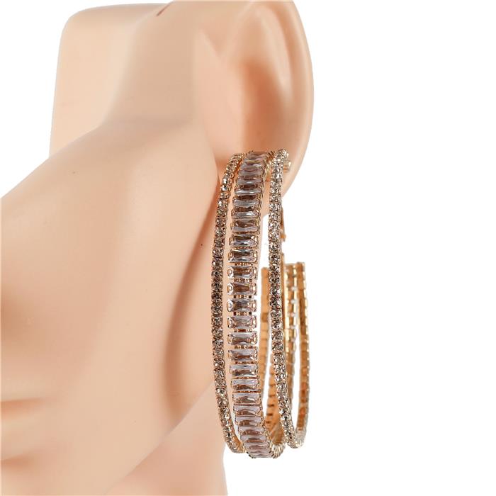 60 MM Rhinestones Hoop Earring