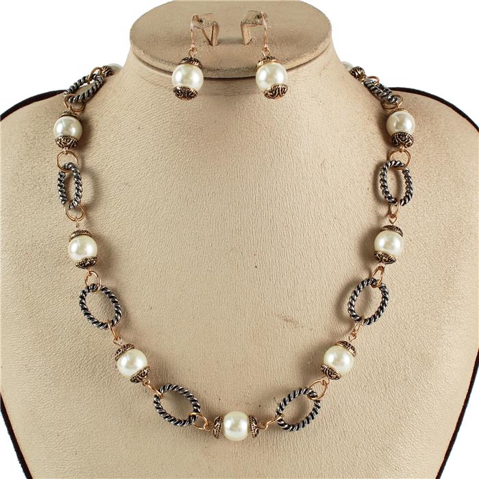 Pearl Link Chain Necklace Set