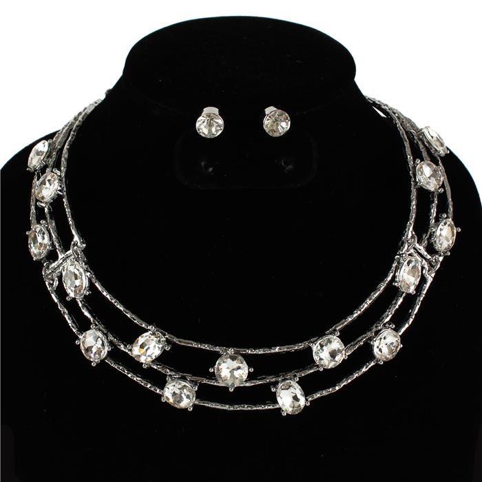 Crystal Stones Necklace Set