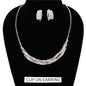 Clip On Rhinestones Necklace Set