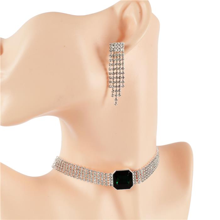 5 Row Rhinestones Choker Set