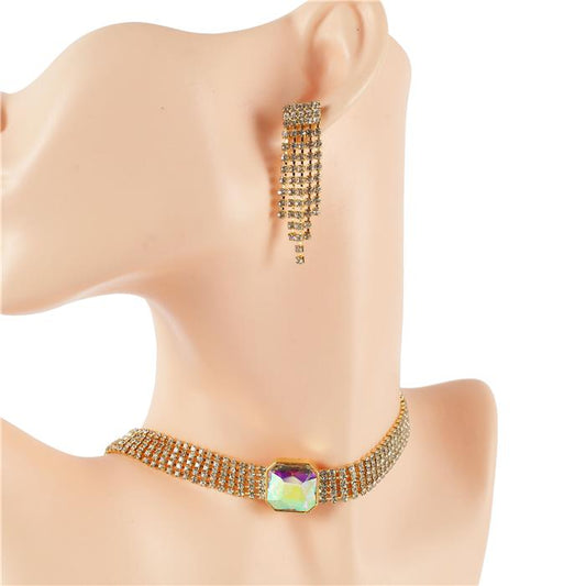 5 Row Rhinestones Choker Set