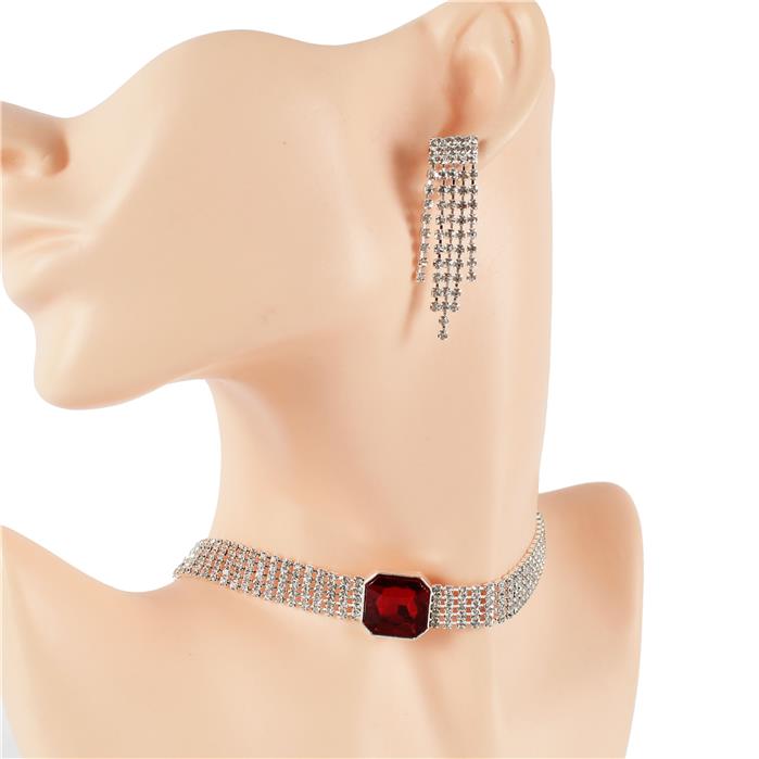 5 Row Rhinestones Choker Set