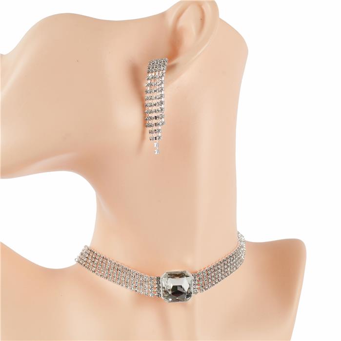 5 Row Rhinestones Choker Set