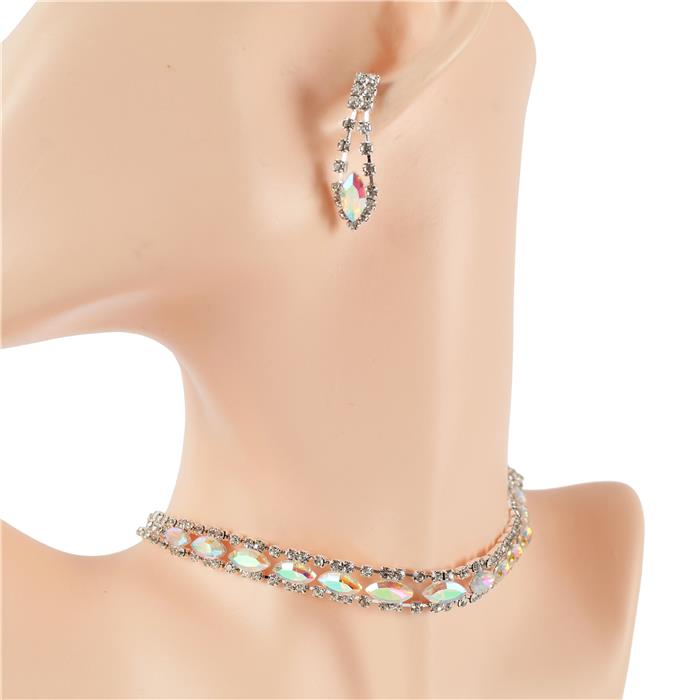 3 Row Rhinestones Choker Set