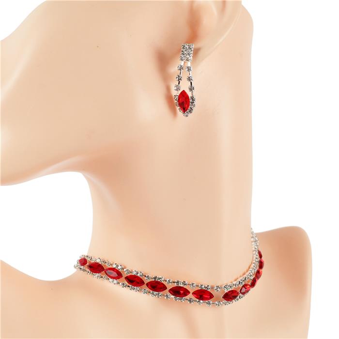 3 Row Rhinestones Choker Set