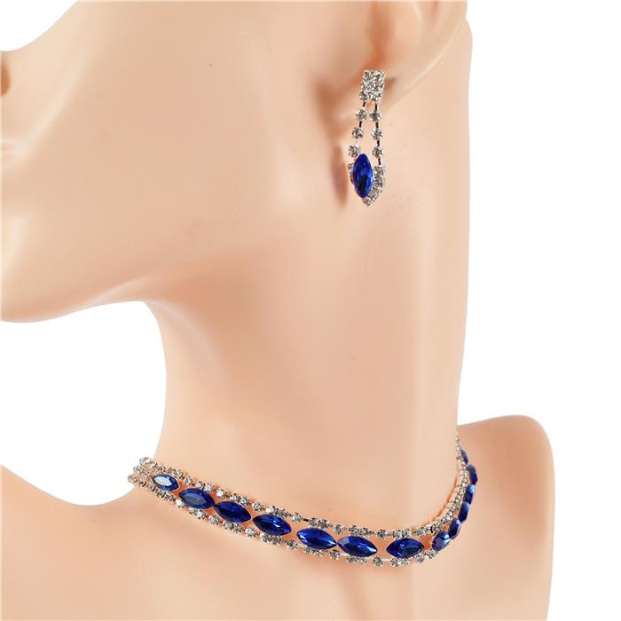 3 Row Rhinestones Choker Set