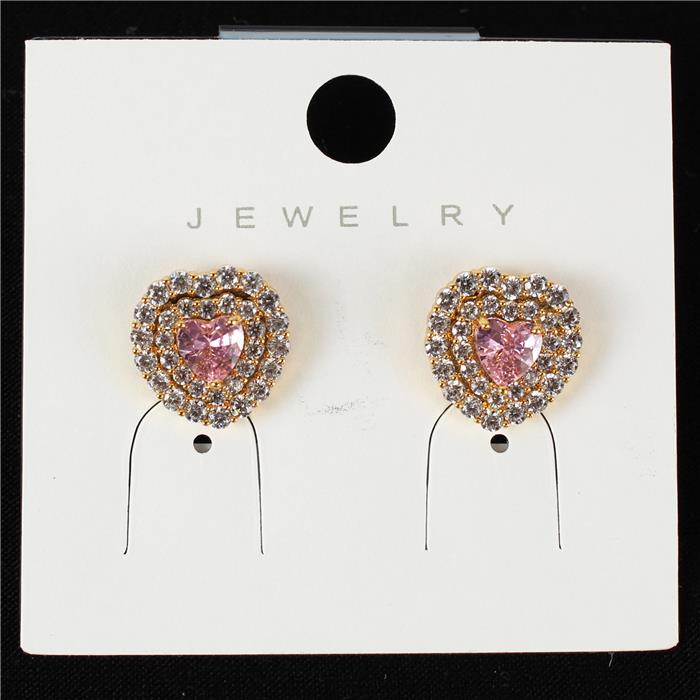 CZ Heart Stud Earring