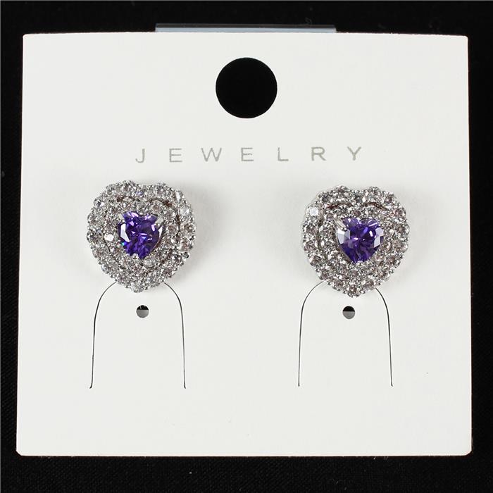 CZ Heart Stud Earring