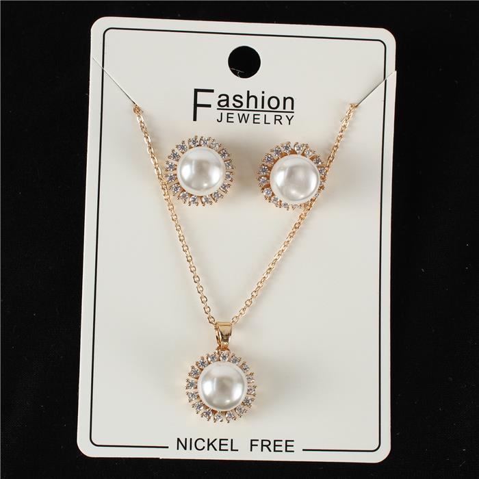 CZ  Pearl Necklace Set