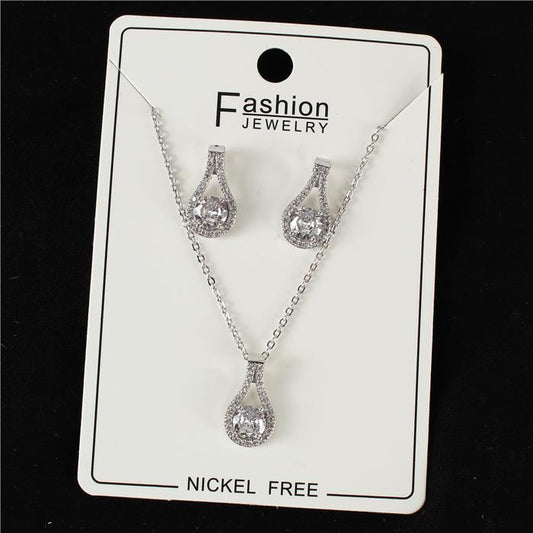 CZ  Teardrop Necklace Set