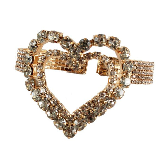 Crystal Heart Cuff Bangle