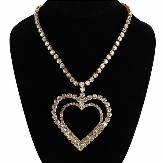 Rhinestones Heart Charm Necklace