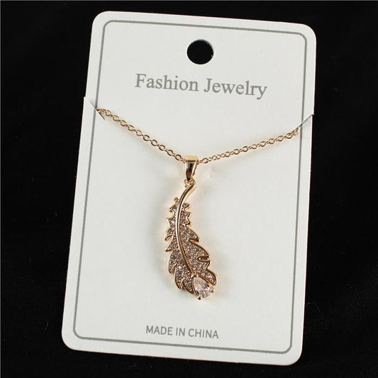 CZ Leaf Charm Necklace