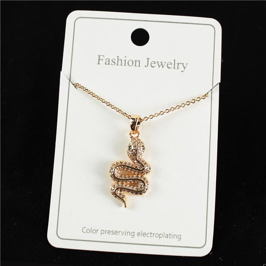 CZ Snake Charm Necklace