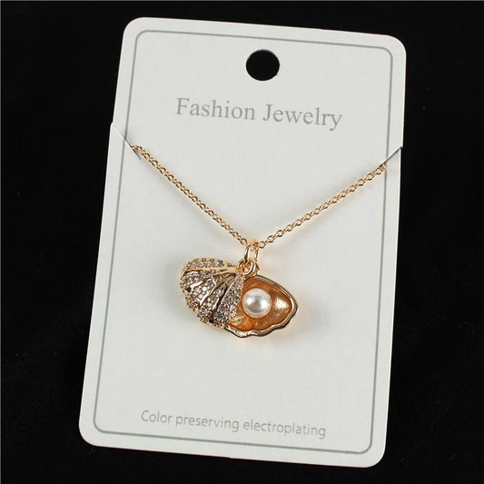 CZ Shell With Pearl Necklace