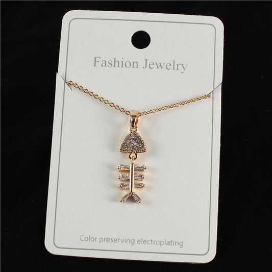 CZ Fish Charm Necklace