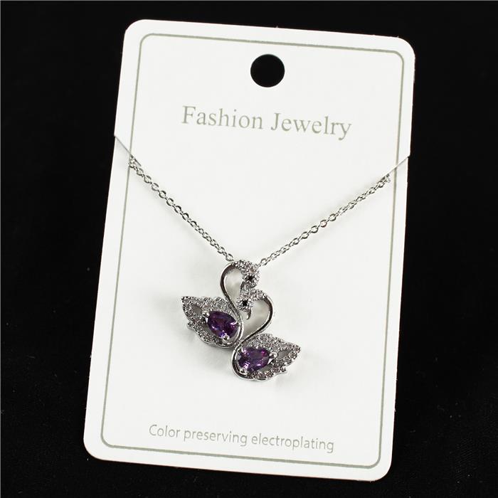 CZ Swan Charm Necklace