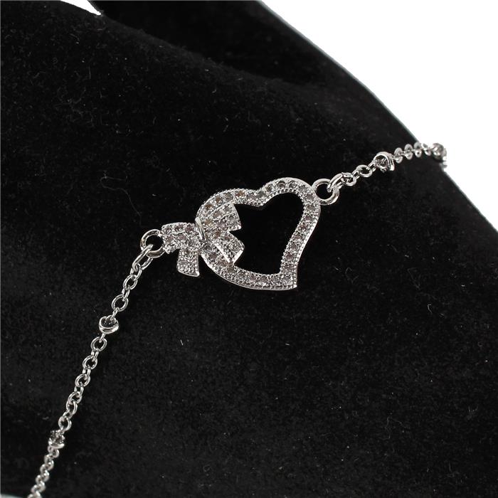 CZ Heart With Bow Bracelet