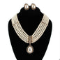 Clip On Pearl 5 Row Necklace Set