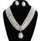 Clip On Pearl 5 Row Necklace Set