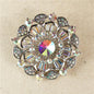 Crystal Round Flower Brooch