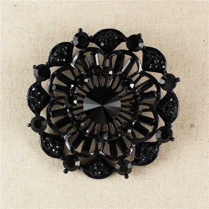 Crystal Round Flower Brooch