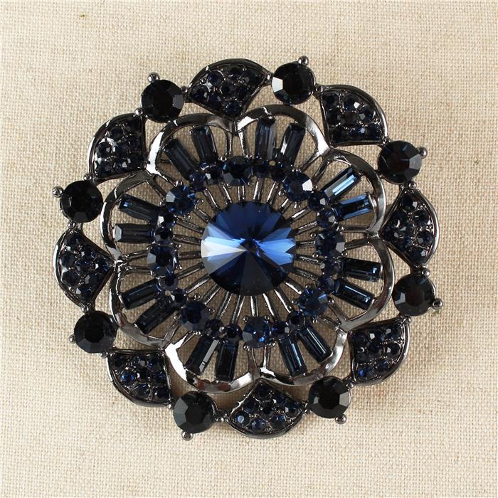 Crystal Round Flower Brooch