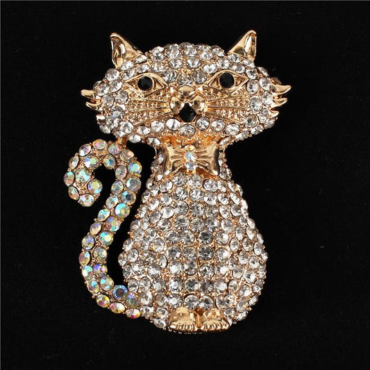 Crystal CAT Brooch