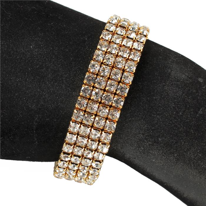 4 Row Rhinestones Stretch Bracelet