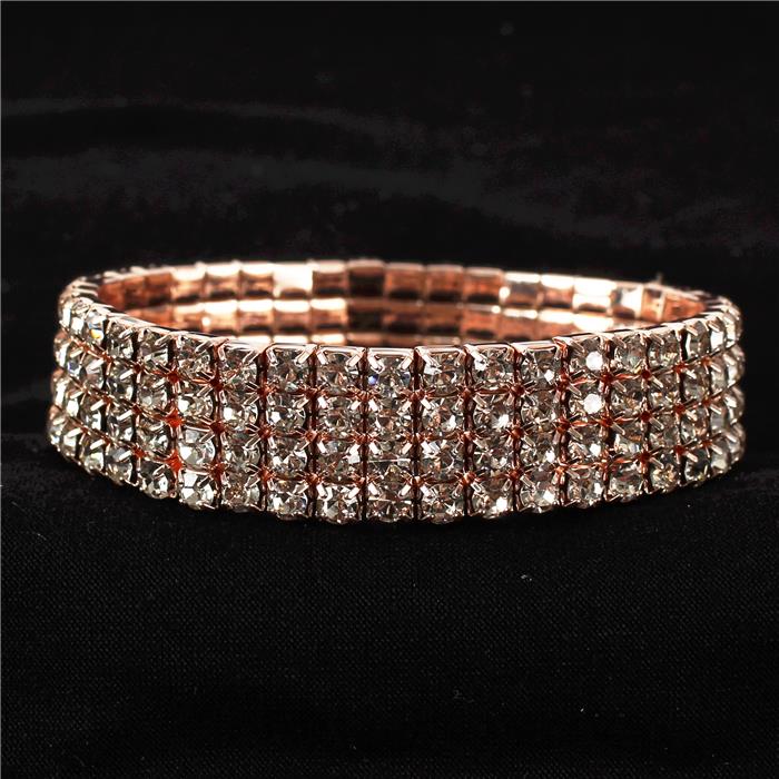 4 Row Rhinestones Stretch Bracelet