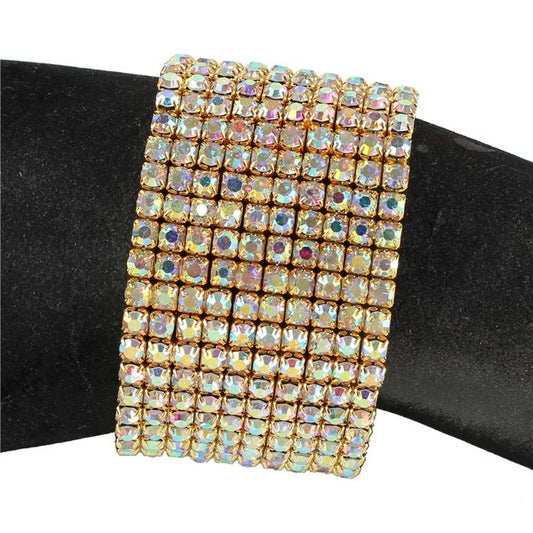 10 Row Rhinestones Stretch Bracelet