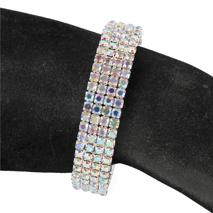 4 Row Rhinestones Cuff Bangle