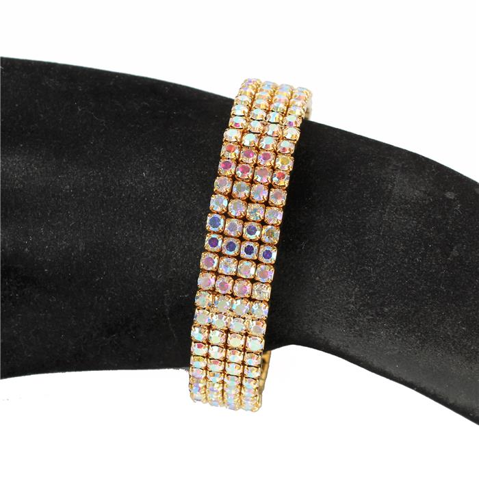 4 Row Rhinestones Cuff Bangle