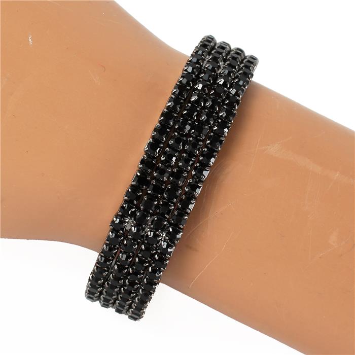 4 Row Rhinestones Cuff Bangle