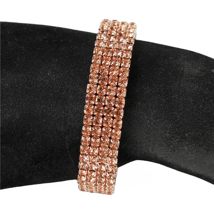 4 Row Rhinestones Cuff Bangle