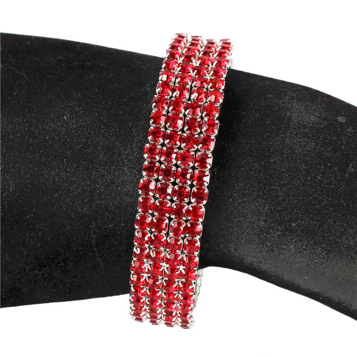 4 Row Rhinestones Cuff Bangle