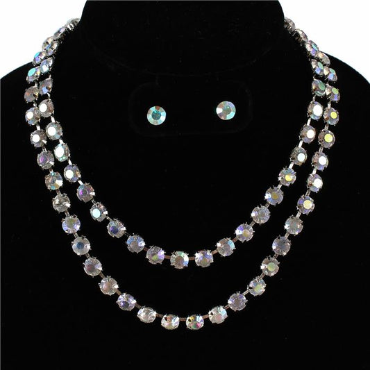 Crystal 2 Layered Necklace Set