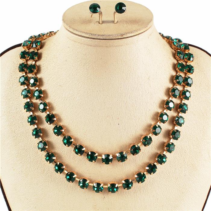 Crystal 2 Layered Necklace Set