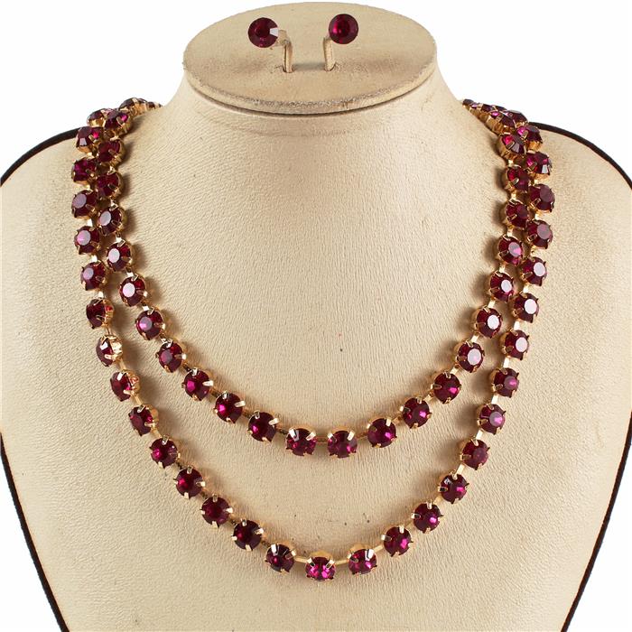 Crystal 2 Layered Necklace Set